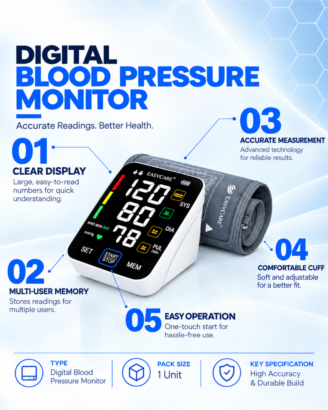 03. DIGITAL BLOOD PRESSURE MONITOR – EASYCARE -EC 9013 – 2