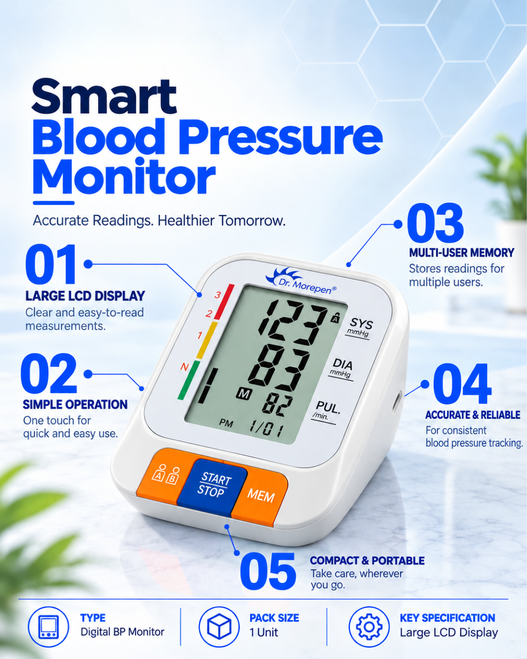 13. DIGITAL BLOOD PRESSURE MONITOR – DR MOREPEN – BO15 – 2
