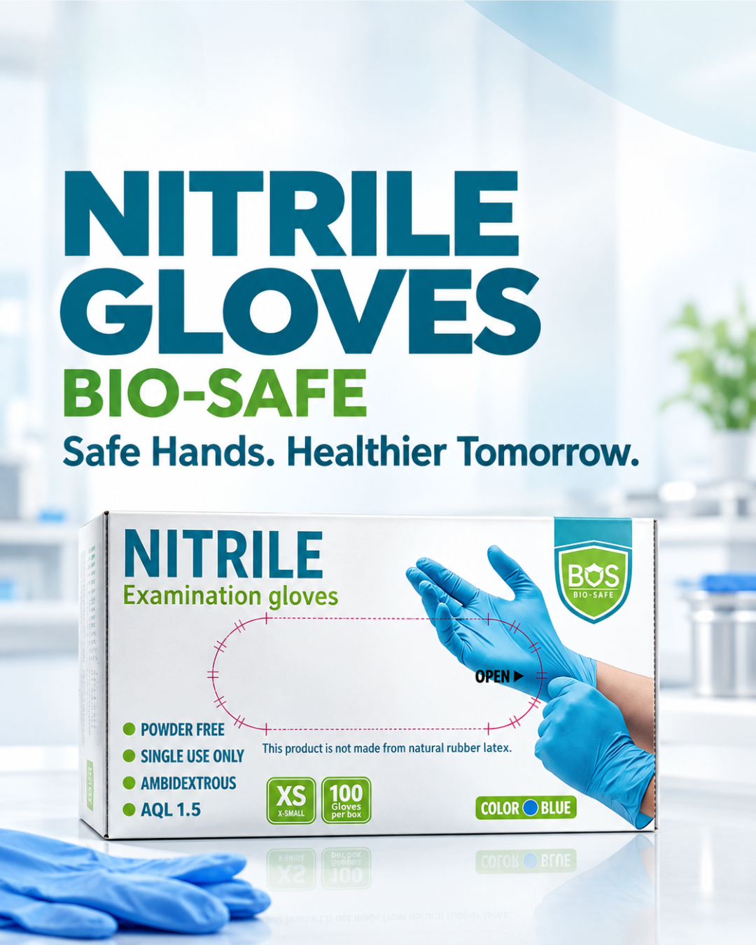 Bio-Safe Nitrile Examination Gloves