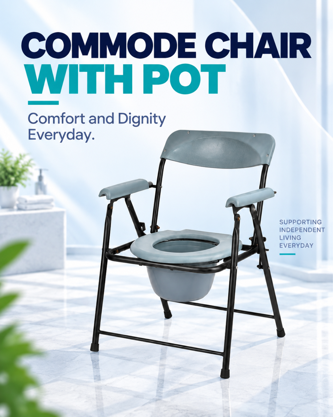 Portable Folding Commode Chair with Pot – 315