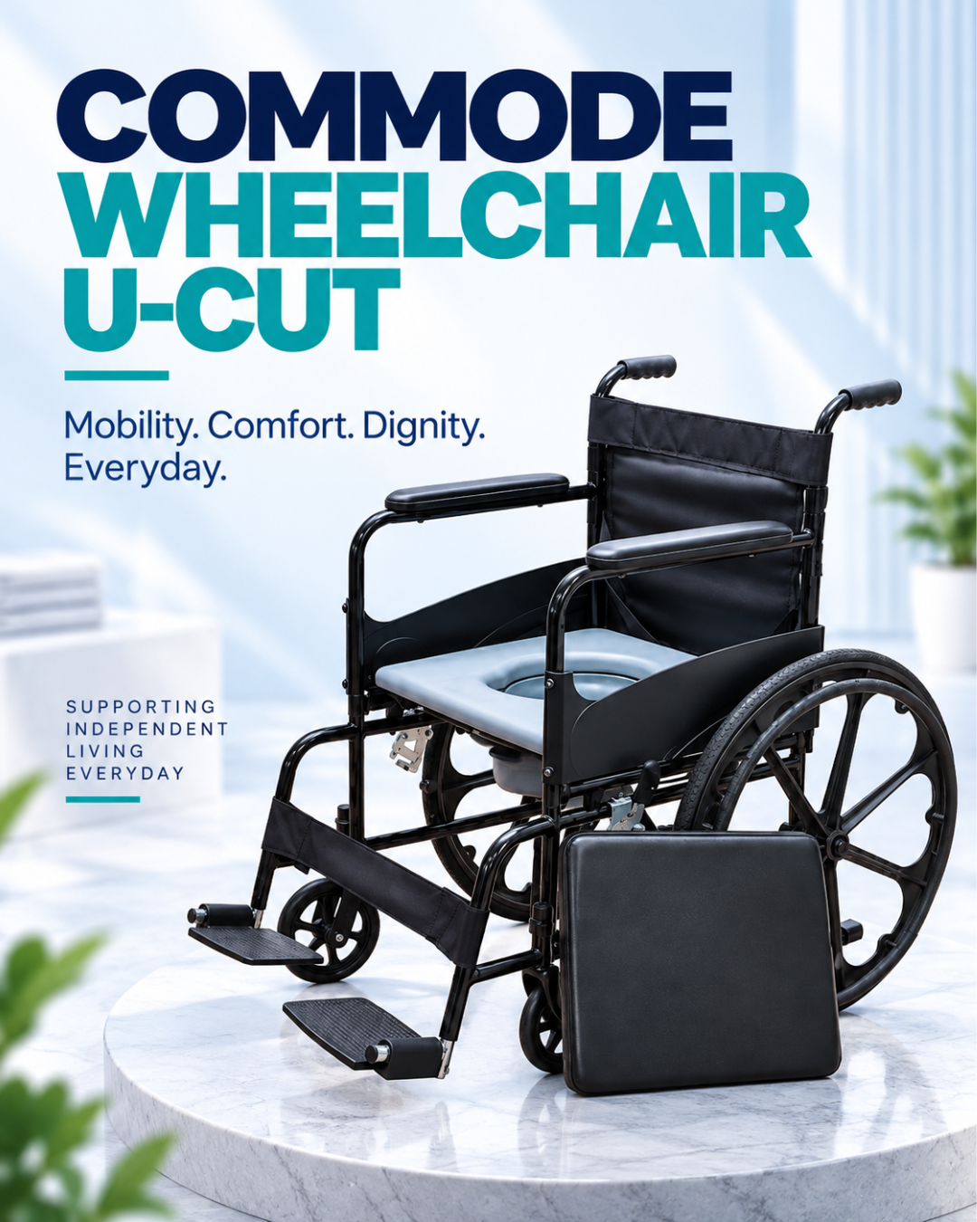 Commode Wheelchair U-Cut – 609PU
