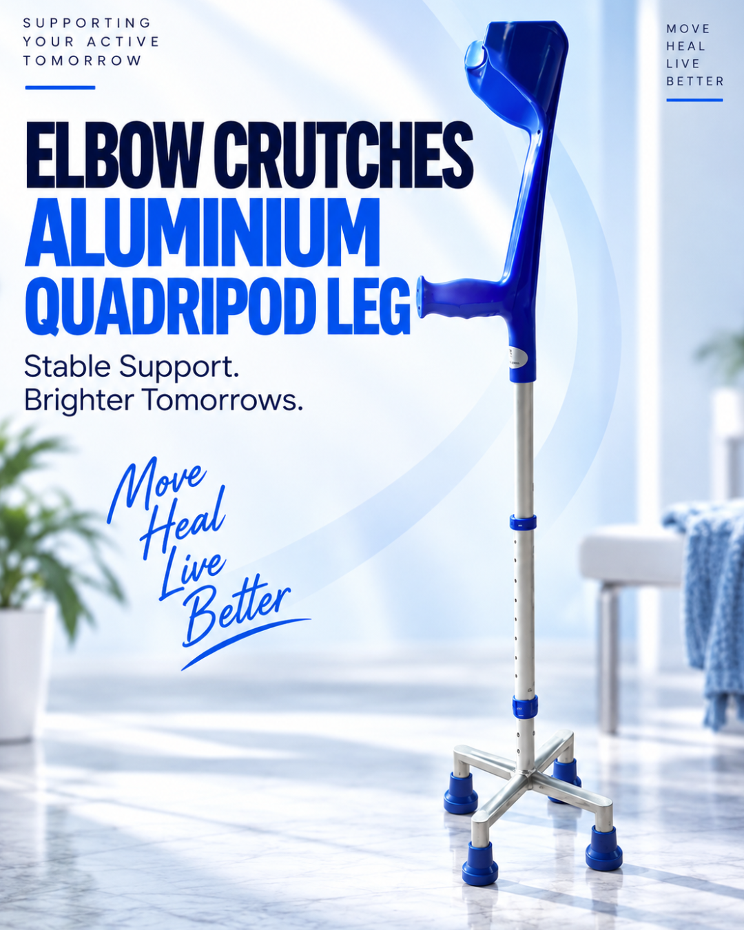 Elbow Crutches Aluminium Quadripod Leg – Medvance