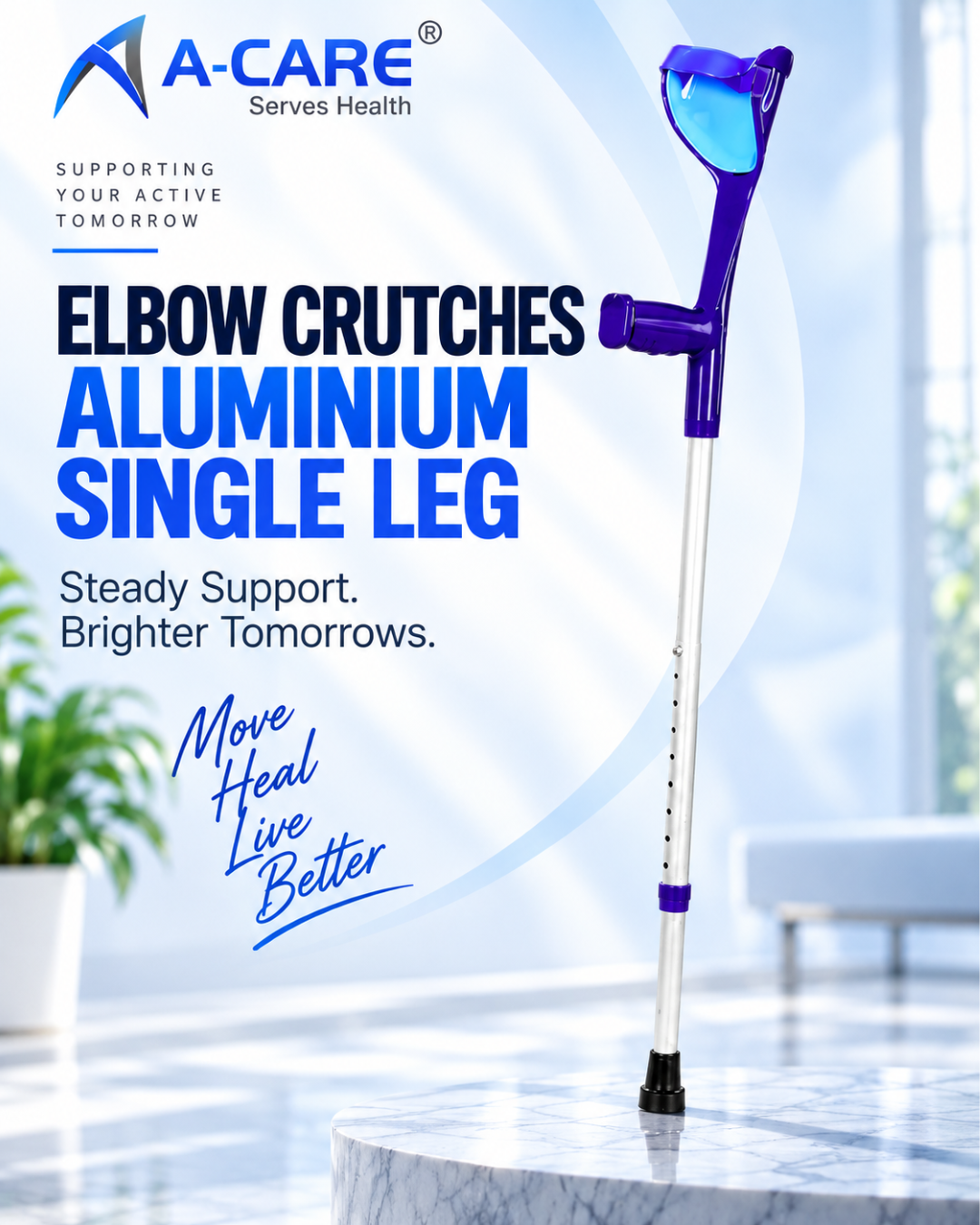 Elbow Crutches Aluminium Single Leg – Medvance