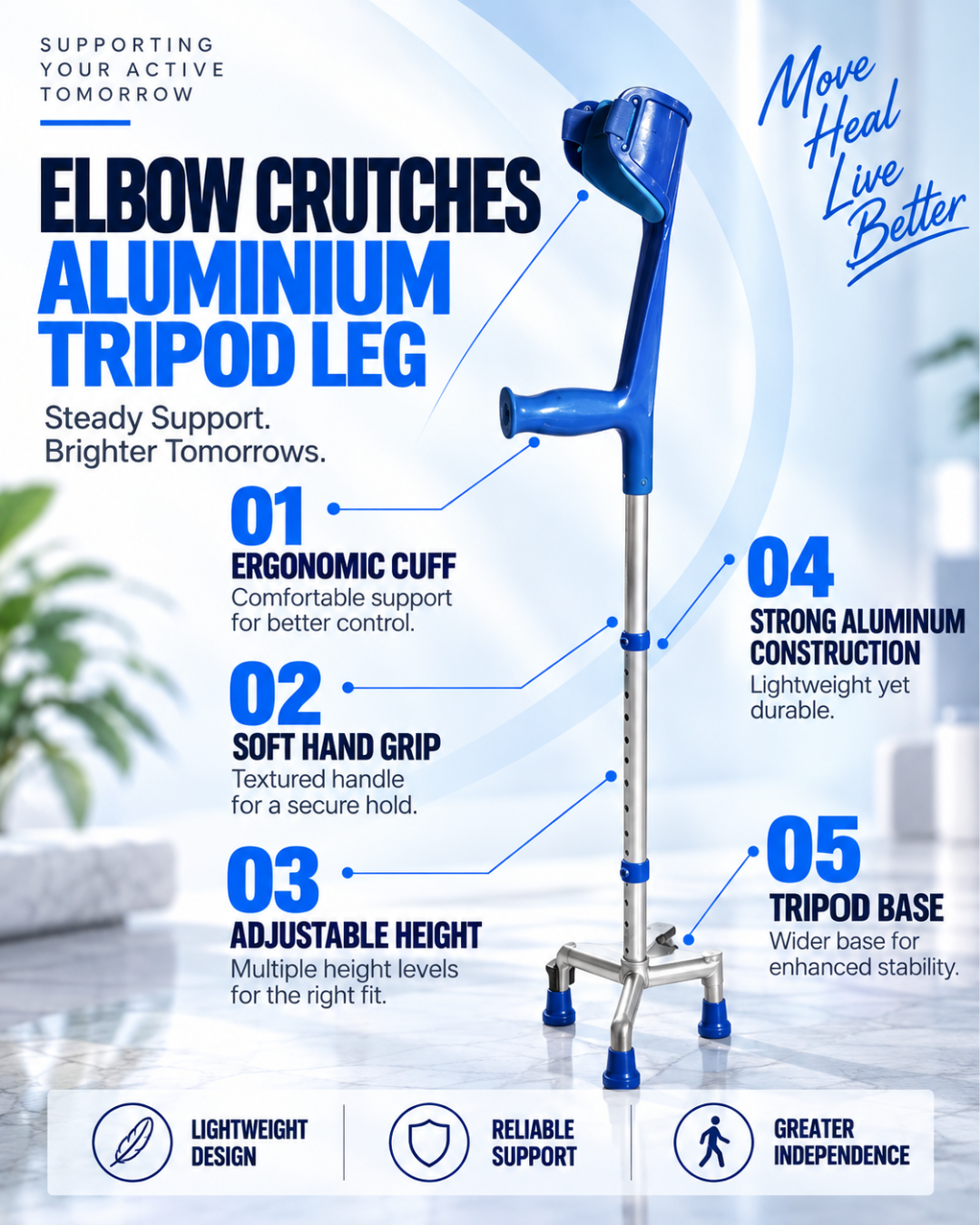 ELBOW CTRUCHES ALUMINIUM TRIPOD LEG – MEDVANCE – 2
