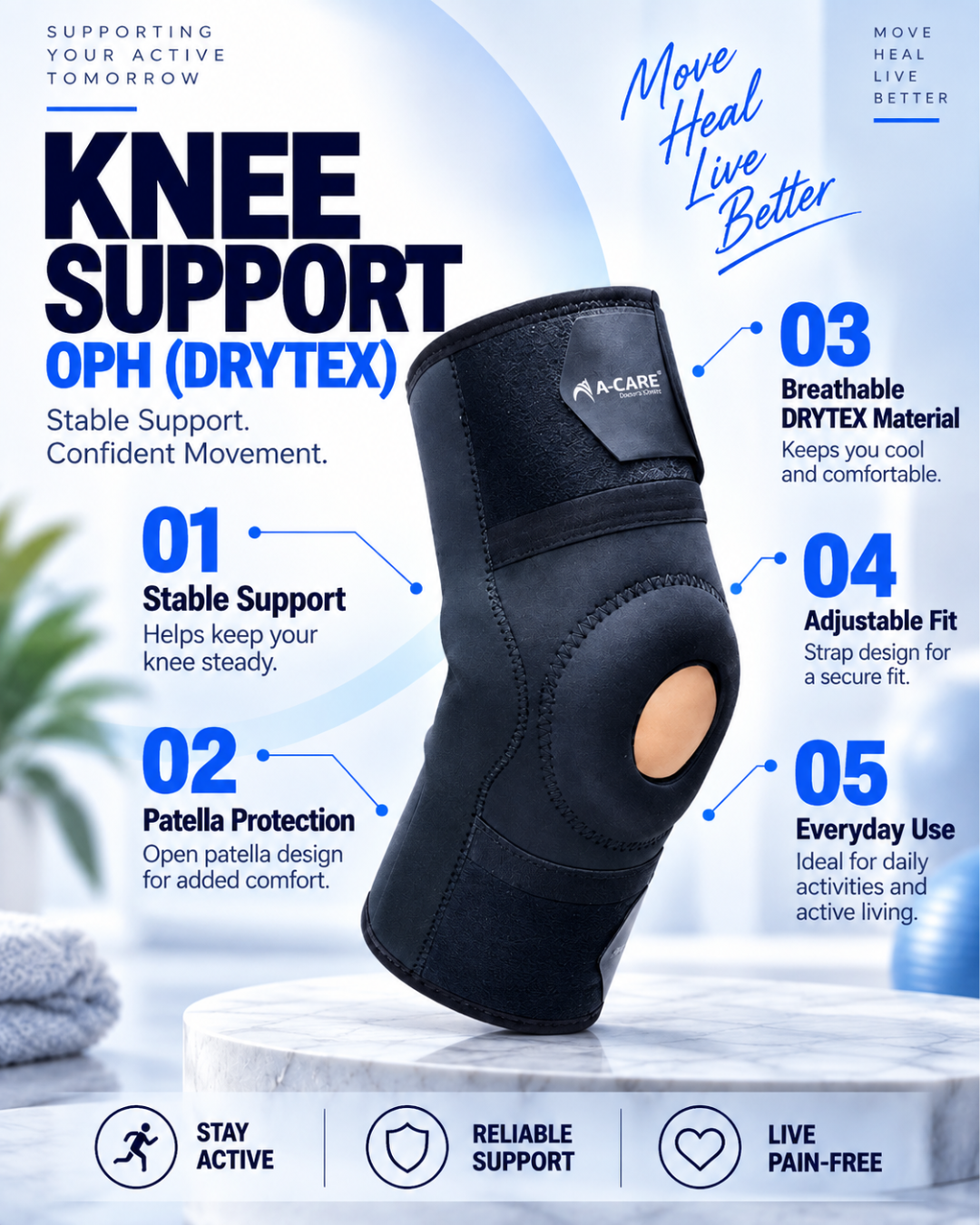 KNEE SUPPORT OPH (DRYTEX) – A-CARE – 2