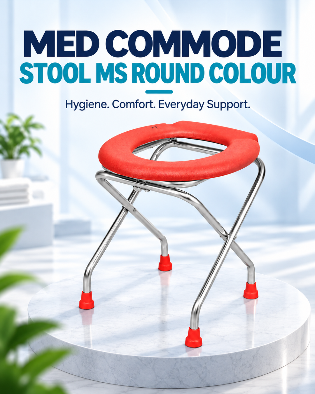 Portable Folding Commode Stool – MS Round Colour