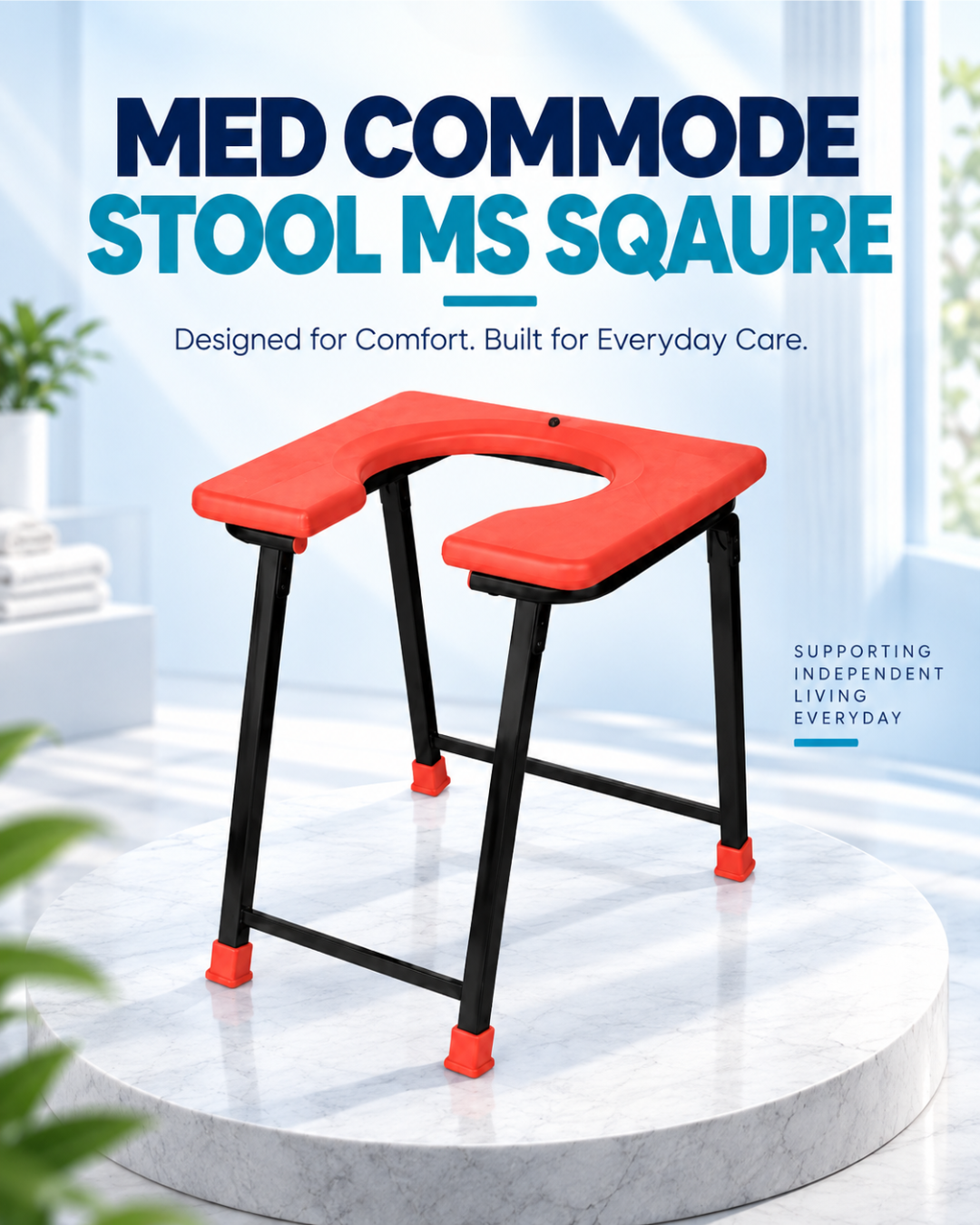 Portable Folding Commode Stool – Square