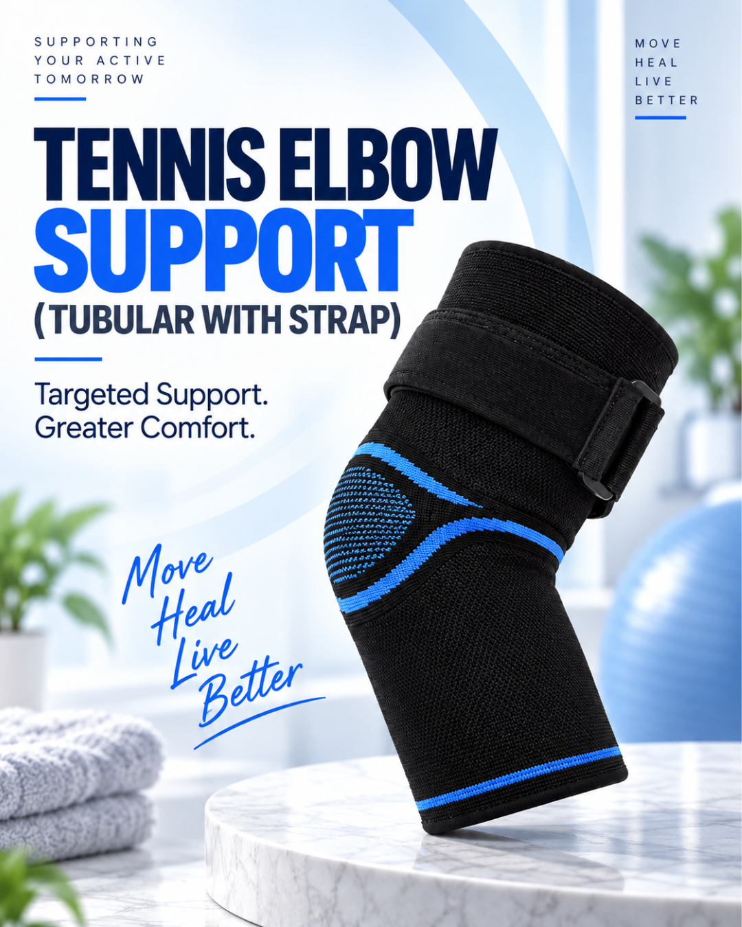 Tennis Elbow Support (Tubular with Strap) – A-CARE