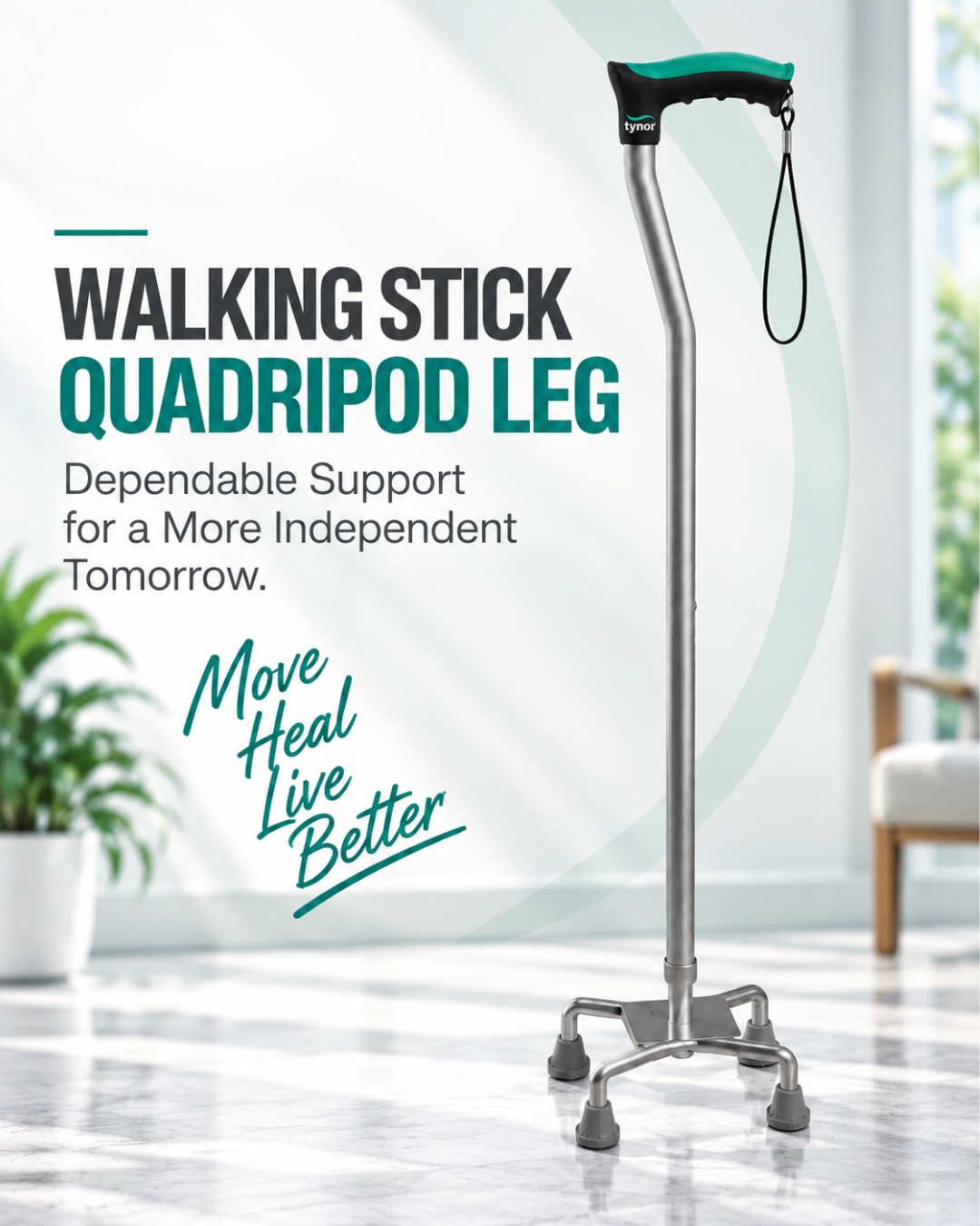 Walking Stick Quadripod Leg – Tynor